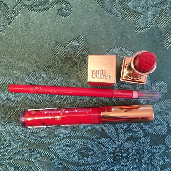 New lipstick, lipliner & gloss Red Estee Lauder 540 immortal 107 tender trap Set - Picture 2 of 5